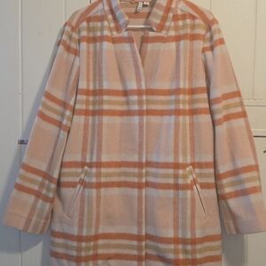 Elle Women's Pastel Plaid Pea Coat